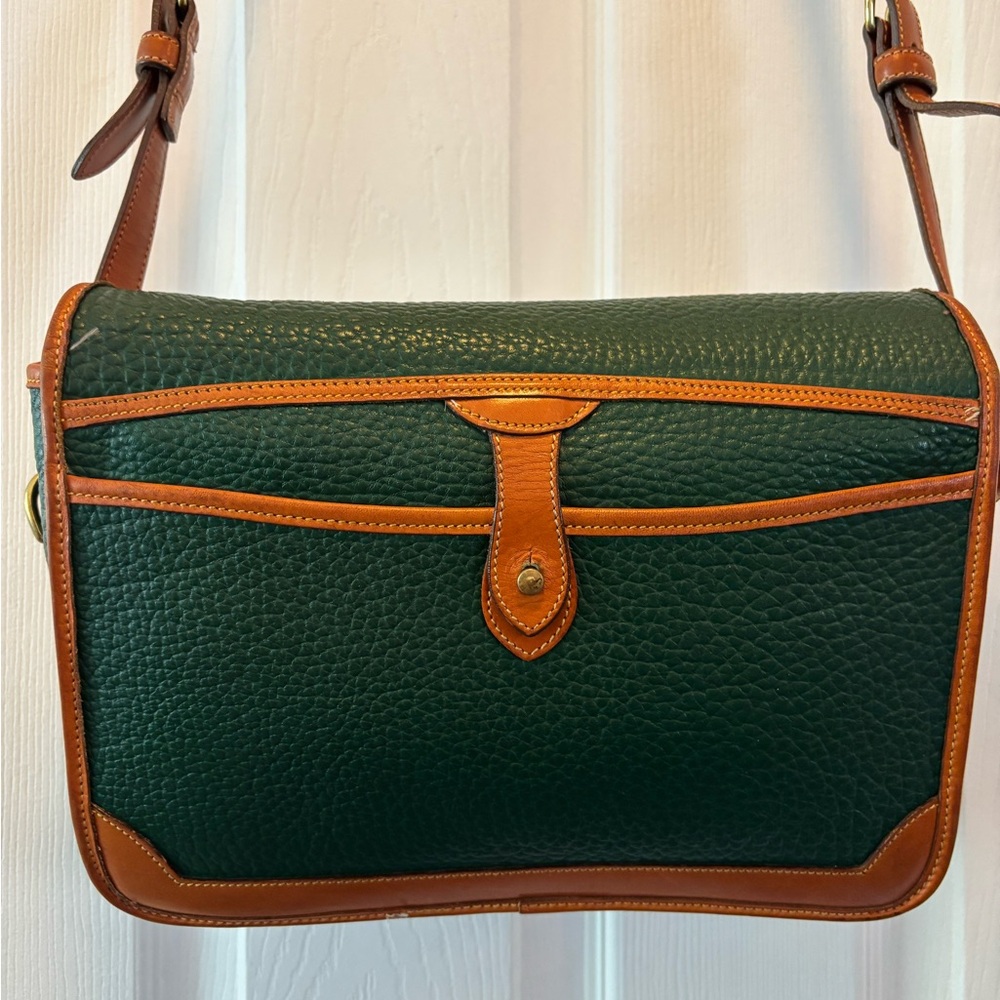 Dooney & Bourke VINTAGE AWL Surrey Green & Tan Leather Crossbody MADE IN USA EUC - Picture 6 of 16